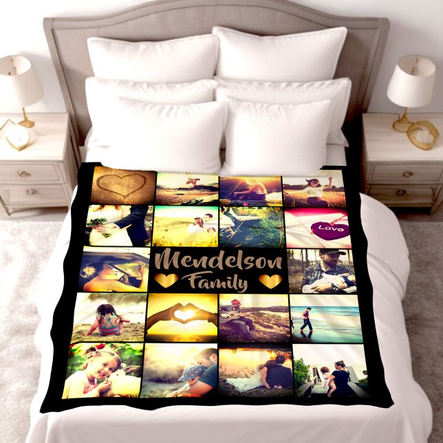 Anpassningsbar, foto och text fleecefilt (Personalized photo collage blanket with custom text)