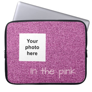 Anpassningsbar foto och text rosa faux glitter laptop fodral