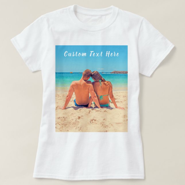 Anpassningsbar Foto och text T-Shirt med egen desi (Design framsida)