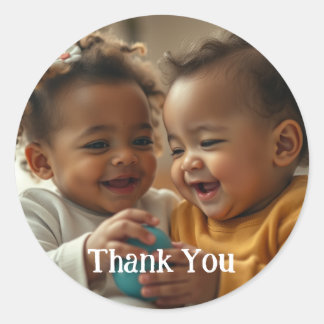 Anpassningsbar Foto och textstämpel Runt Klistermärke