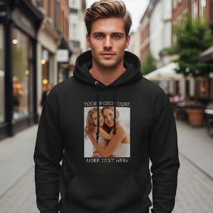 Anpassningsbar foto- och texttröja, Din design här Hoodie