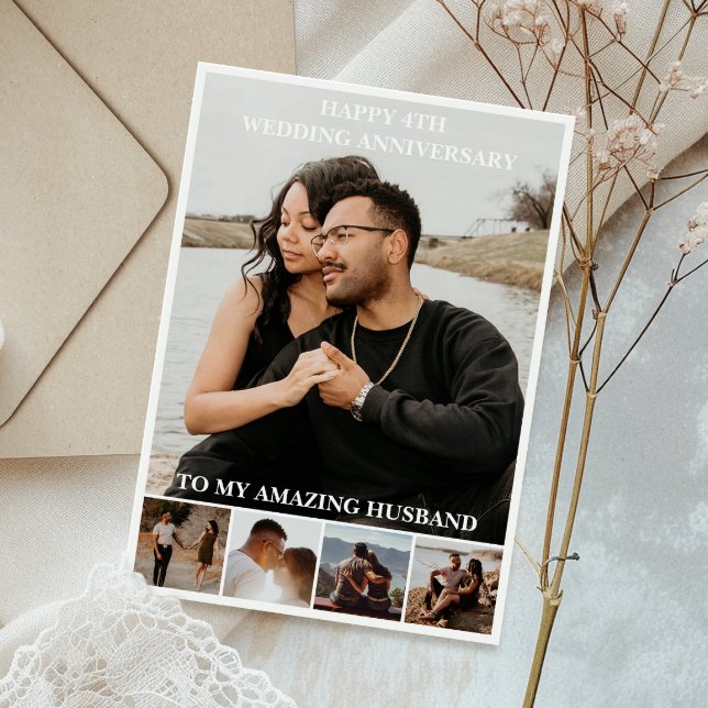 Anpassningsbar Foto på bröllop-årsdagen Kort (Celebrate your story with a foil photo card full of your favorite moments and heartfelt memories.)