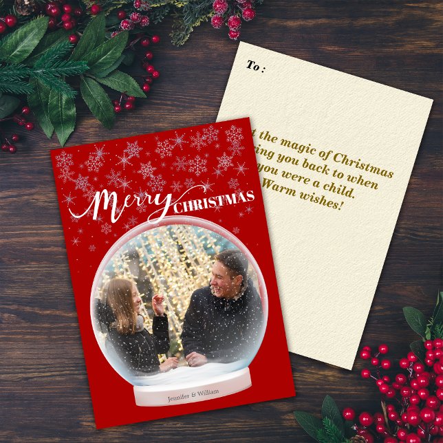Anpassningsbar Foto på julvintern Snö Globe  Julkort (Skapare uppladdad)
