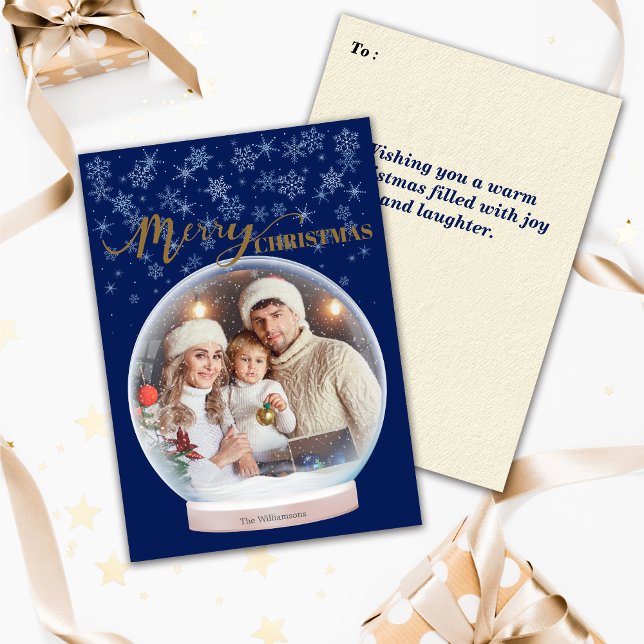 Anpassningsbar Foto på julvintern Snö Globe  Julkort (Skapare uppladdad)