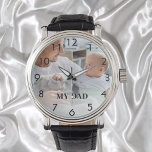 Anpassningsbar-foto pappa far armbandsur<br><div class="desc">Mall för ditt eget foto av bästa far,  pappa i världen. Svartnummer. Text: Min pappa. Med ett vitt fotoöverlägg.</div>