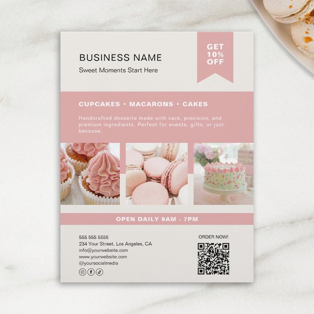 Anpassningsbar Foto QR Bakery Flyer (Custom Photo QR Bakery Flyer)