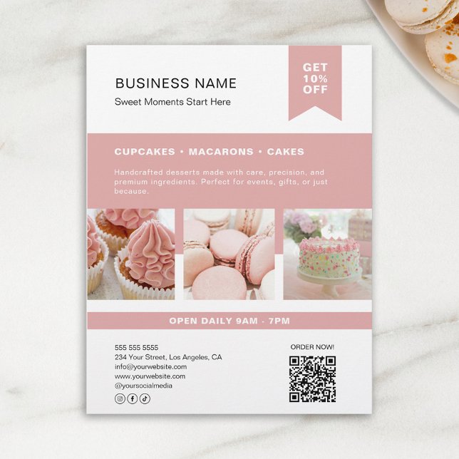 Anpassningsbar Foto QR Bakery Flyer (Custom Photo QR Bakery Flyer)