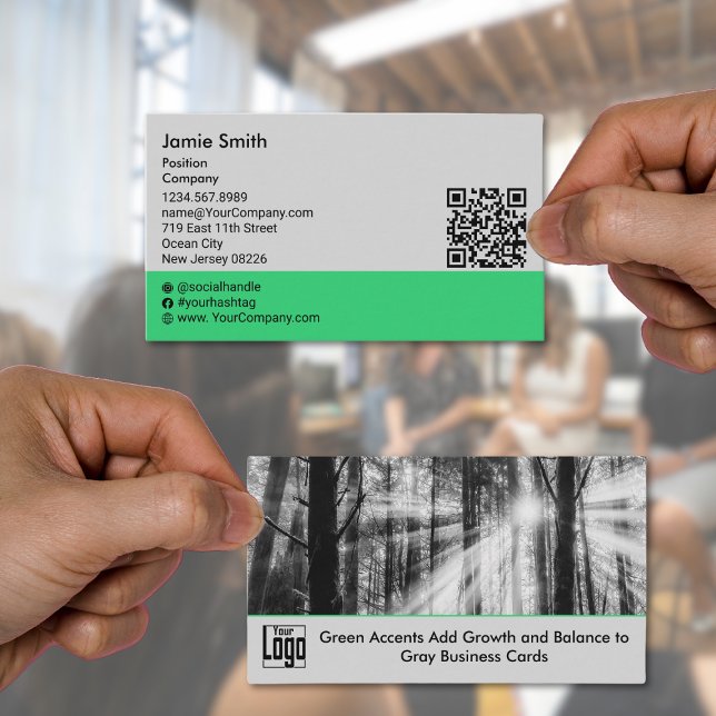 Anpassningsbar Foto QR-kod Social liggande Visitkort (Custom Photo QR-code Social Landscape Business Card)