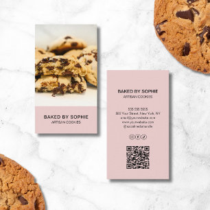 Anpassningsbar Foto QR Rosa Bakery med QR-kod Visitkort