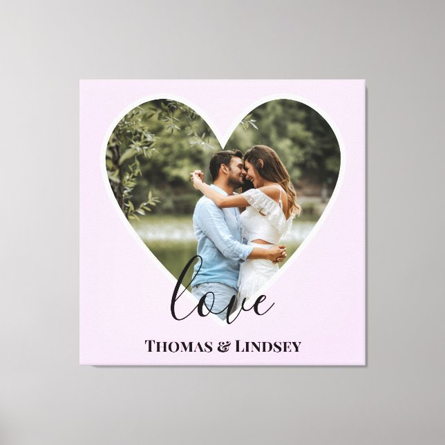 Anpassningsbar Foto Rosa Heart Ram Modern Calligra Canvastryck (Framsida)