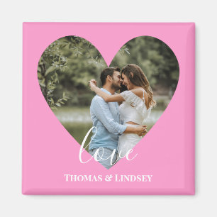 Anpassningsbar Foto Rosa Heart Ram Modern Calligra Magnet