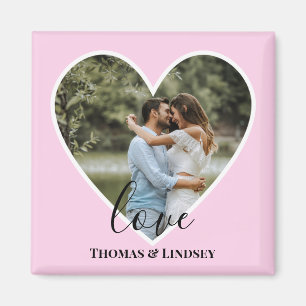 Anpassningsbar Foto Rosa Heart Ram Modern Calligra Magnet