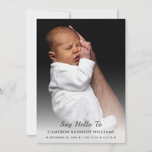 Anpassningsbar Foto Simple Cute Newborn Hej Baby B Meddelande (Framsida)