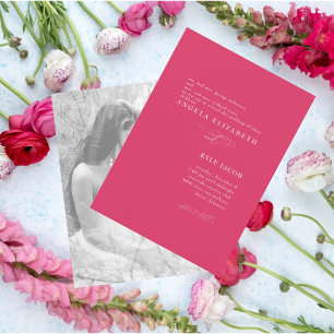 Anpassningsbar Foto Simple & Elegant Shock rosa Br Inbjudningar