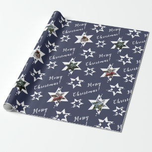 Anpassningsbar Foto Stary God jul Lila Presentpapper