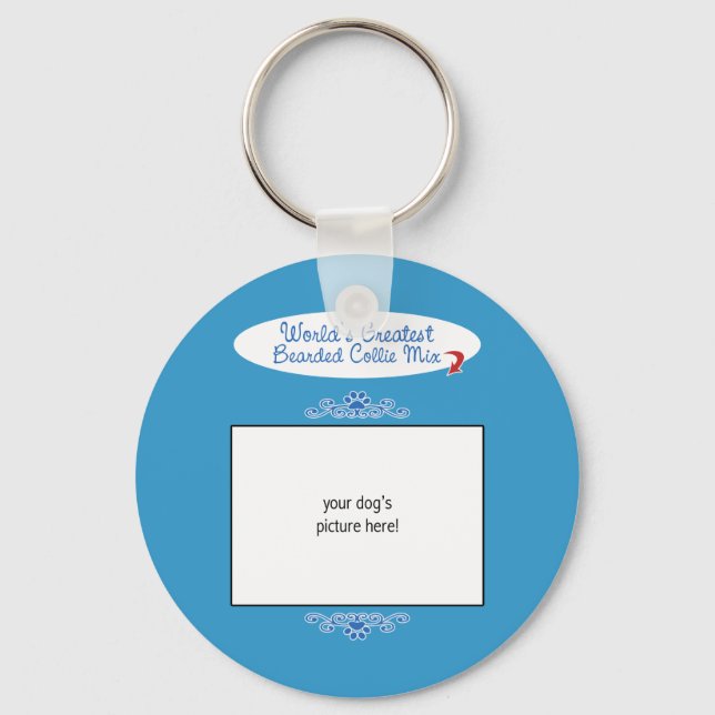 Anpassningsbar Foto! Världens största böjda Collie Nyckelring (Framsida)