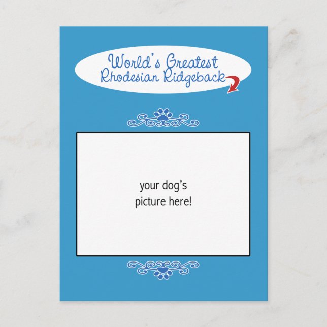 Anpassningsbar Foto! Världens största Rhodesian Ri Vykort (Framsida)