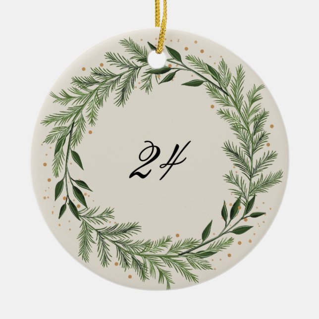 Anpassningsbar Fotoår Gräs-julklapp för krans Julgransprydnad Keramik (Framsidan)