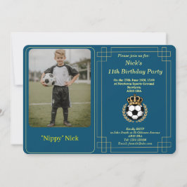 Anpassningsbar fotobarn fotboll födelsedagsinbjuda julkort