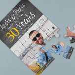 Anpassningsbar fotoboers och öl 30:e manar födelse pussel<br><div class="desc">Informella och roliga munkavle och öl manar 30 födelsedagspresent anpassningsbar foto keepsakspussel med ett finare-typografiskt skript,  en gult doodle-öl-mugg och snurrar på en rustisk vintage-mörk-kritbakgrund.              Lämpligt som keepsaksgåva för alla ålders- eller milstolpar-födelsedagsfester eller långtidsavstånd virtuella firande.           Enkel att anpassa med foto,  ålder,  namn och datum!</div>