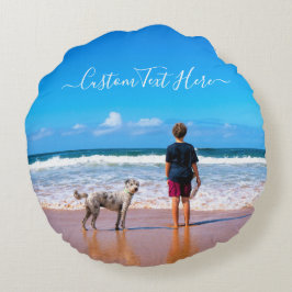 Anpassningsbar Fotocirkulation Laga foton och text Rund Kudde