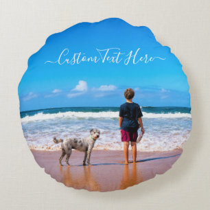 Anpassningsbar Fotocirkulation Laga foton och text Rund Kudde