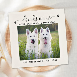 Anpassningsbar Fotodrycker på USA Hund Pet Bröllop Pappersservett