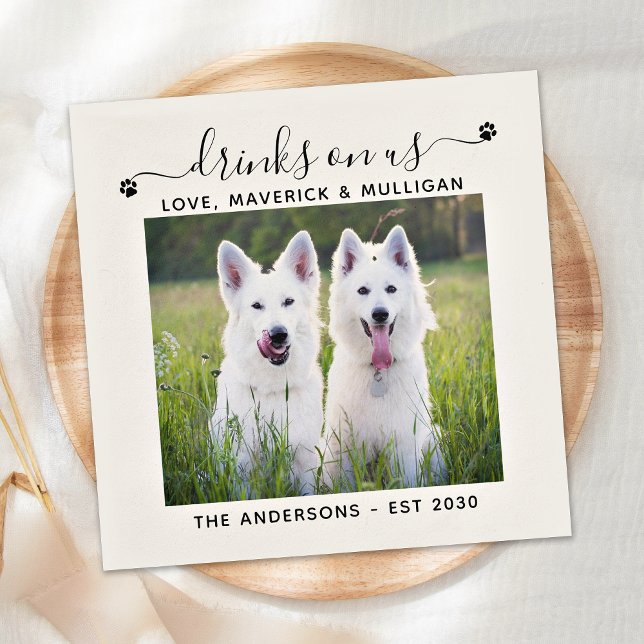 Anpassningsbar Fotodrycker på USA Hund Pet Bröllop Pappersservett (Skapare uppladdad)