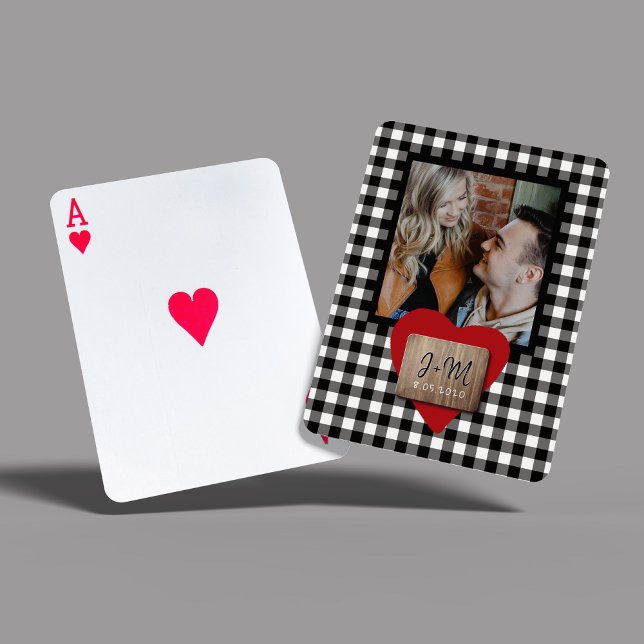 Anpassningsbar fotofoto Valentines day par initial Casinokort (Skapare uppladdad)