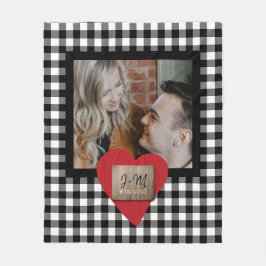 Anpassningsbar fotofoto Valentines day par initial Fleecefilt