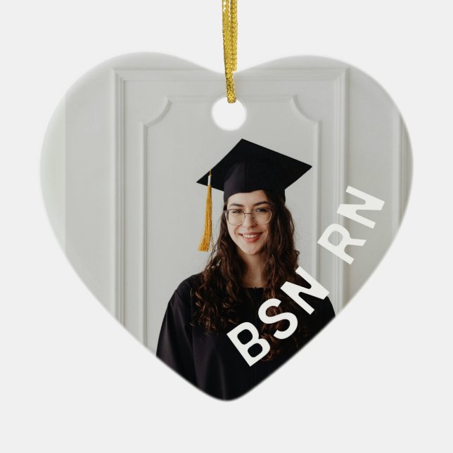 anpassningsbar fotohjärta BSN RN Julgransprydnad Keramik (Framsidan)