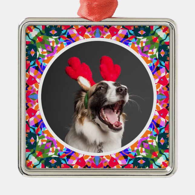 Anpassningsbar Fotojul jul Hund Mamma Morsa Pappa  Julgransprydnad Metall (Framsidan)