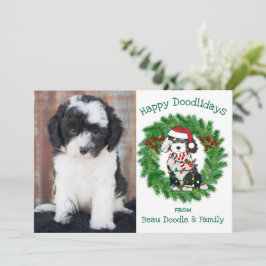 Anpassningsbar Fotojul Ljus Sheepadoodle Helgdag