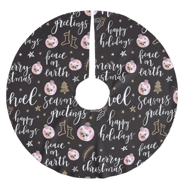 Anpassningsbar Fotojulfraser Helgdag Calligraphy Julgransmatta Borstad Polyester (Framsidan)