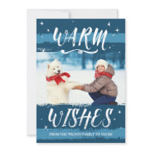 Anpassningsbar Fotojulkort | Varm Önskemål | Blå