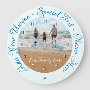 Anpassningsbar Fotoklocka med foton och text Stor Klocka