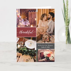 Anpassningsbar Fotokollage Bränn Orange Tack Kort