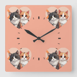 Anpassningsbar Fotokollage-väggklocka Fyrkantig Klocka