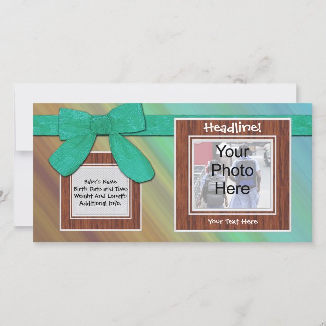 Anpassningsbar Fotokort, födelsedags- eller födels Meddelande (Framsida)