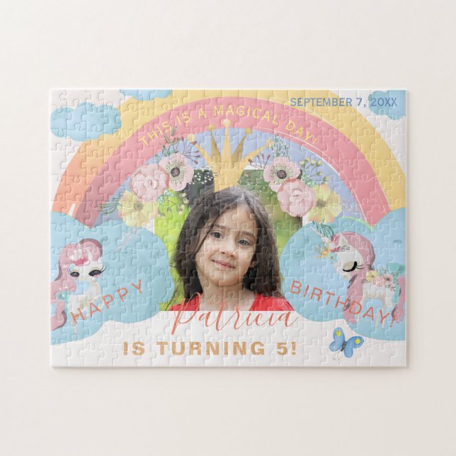 Anpassningsbar fotomajsflickans födelsedagskalende pussel (Horisontell)