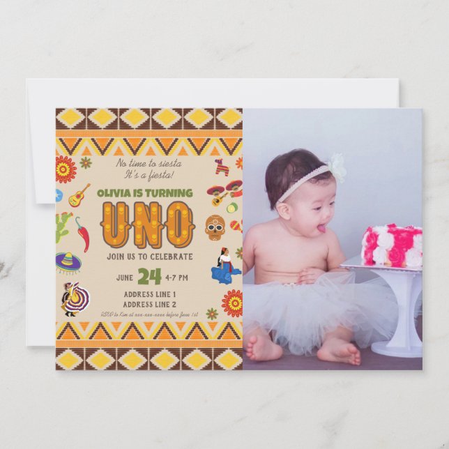 Anpassningsbar fotomexikansk temafält, första föde inbjudningar (Framsida)