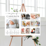 Anpassningsbar Fotomilstolpe för första födelsedag Poster<br><div class="desc">Fira de första 12 månaderna av din lilla,  med den första födelsedagen ett år av fototecken. Anpassa tecknet med de månatliga milstolparna bilder och baby roligt fakta. Om du vill lägga till text i designen väljer du knappen "Anpassa" ovan för mer avancerade anpassningsfunktioner.</div>