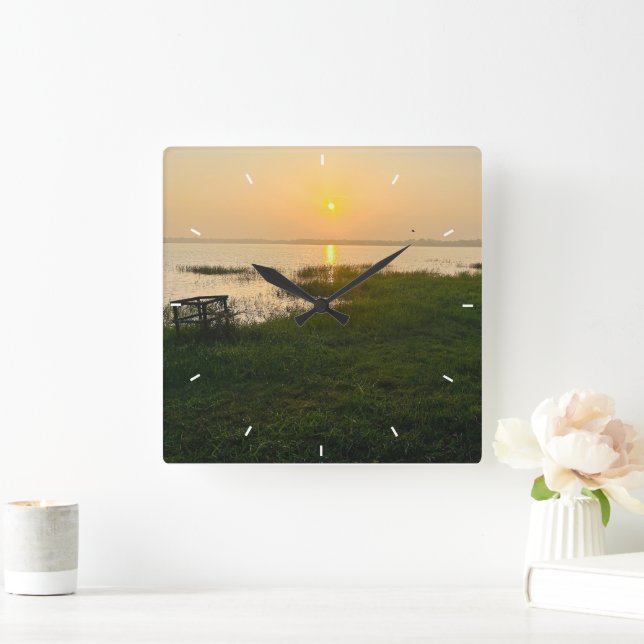 Anpassningsbar Fotominnen - enkelt Modern fyrkant Fyrkantig Klocka (Hem)