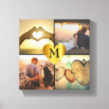 Anpassningsbar fotomontage x4 med namn monogram fr