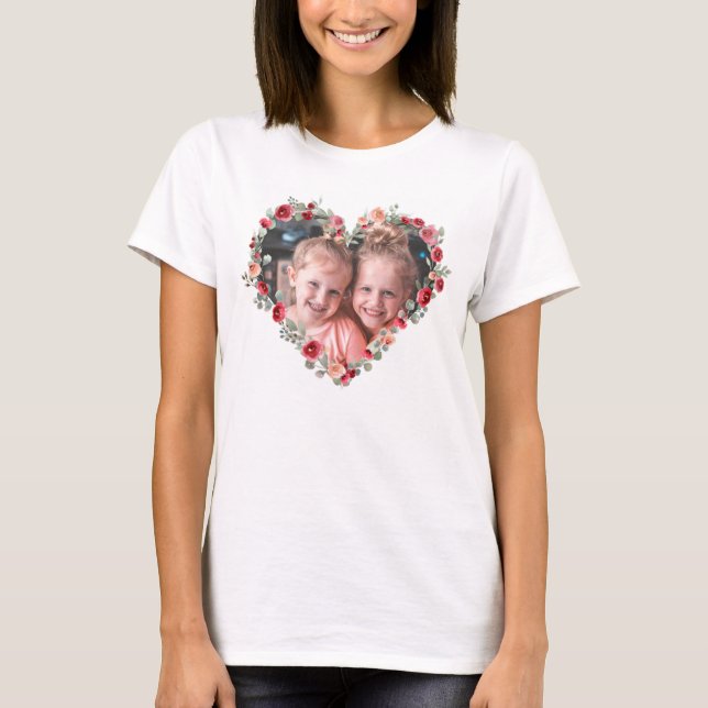 Anpassningsbar Foton Lycklig Mors dag Cute Flower  T Shirt (Framsida)