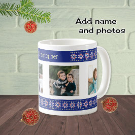 Anpassningsbar-foton och namn christmas mönster kaffemugg