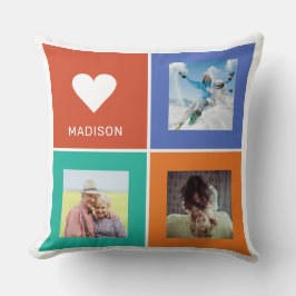 Anpassningsbar foton och namn Färg-fyrkanter Kudde