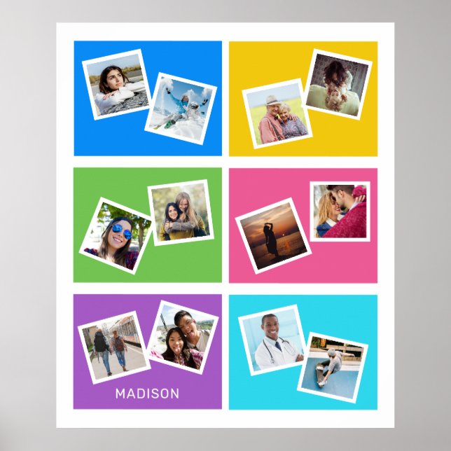 Anpassningsbar, foton och namn färgstarka poster (Framsidan)
