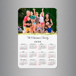 Anpassningsbar fotonamn 2026 kalender magnet