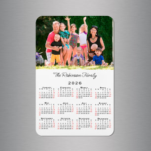 Anpassningsbar fotonamn 2026 kalender magnet